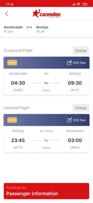 Corendon Airlines android App screenshot 1