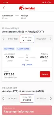 Corendon Airlines android App screenshot 2